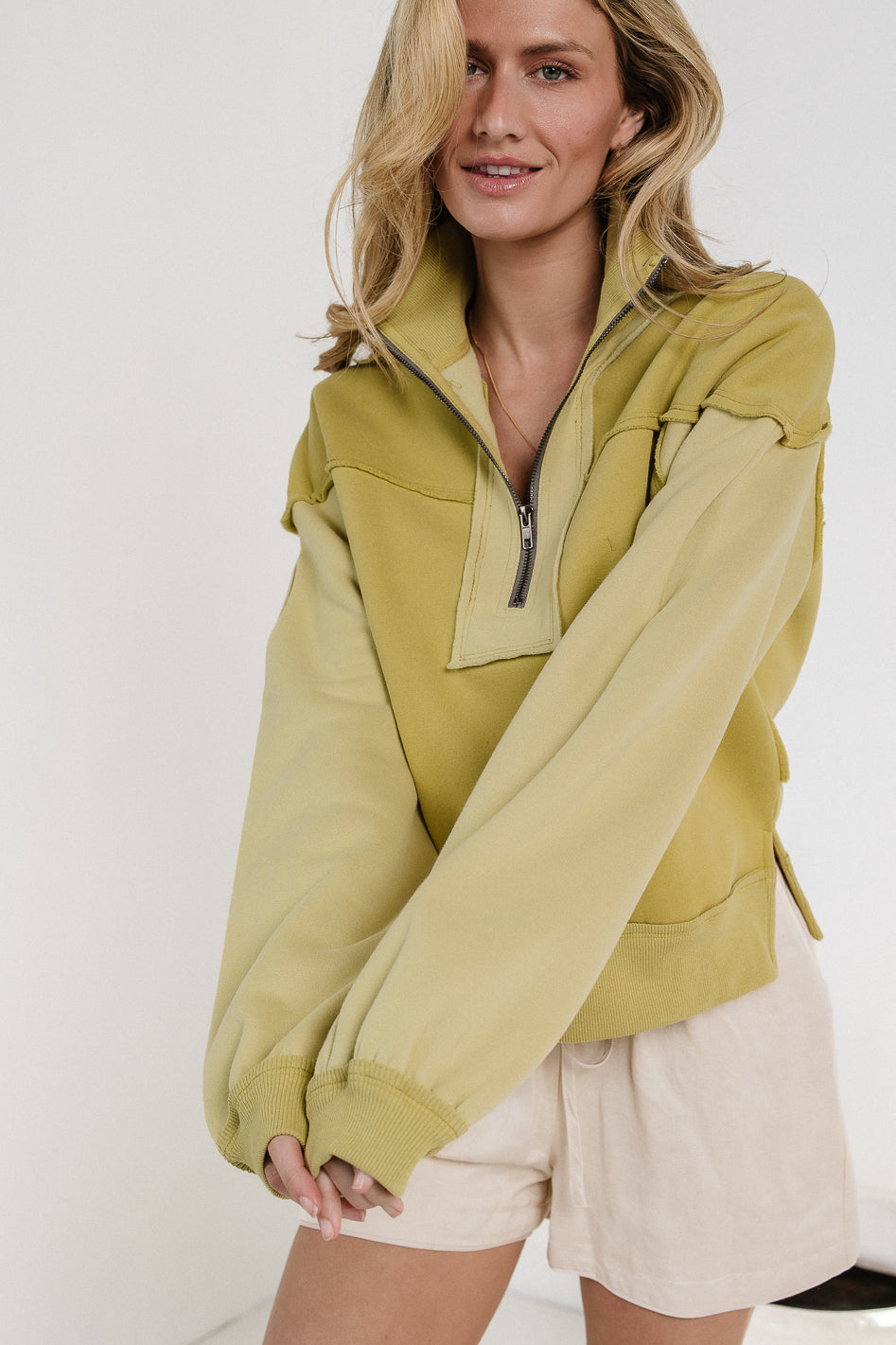 Image of Zeya Half Zip Sweatshirt in Lime