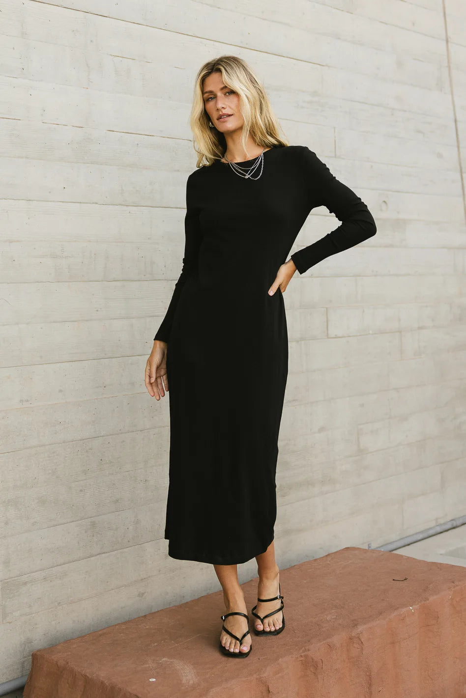 Hollis Ribbed Dress in Black