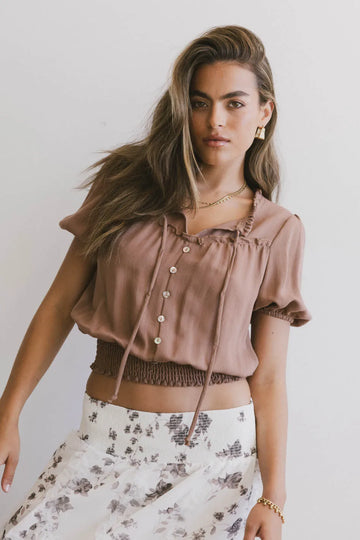 Pax Smocked Blouse in Rust - FINAL SALE Image 1