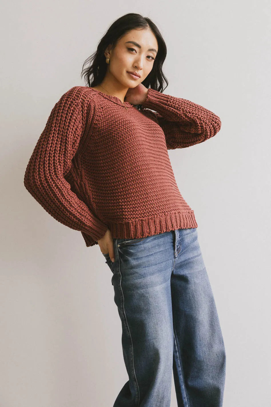 Juniper Textured Sweater in Berry - FINAL SALE