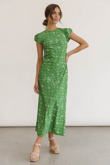 PREORDER Ellianna Floral Maxi Dress in Green Image 1