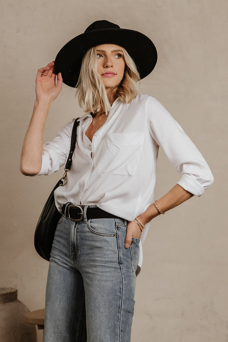 Sheera Button Down Top in Ivory - FINAL SALE - böhme