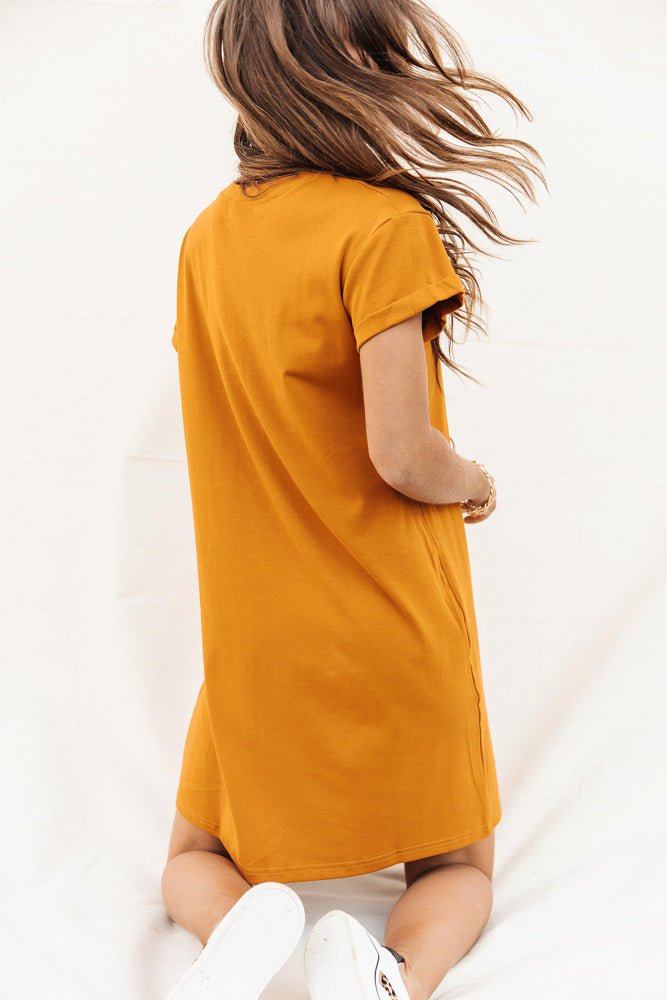 Selena T-Shirt Dress in Mustard- FINAL SALE
