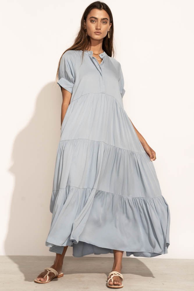 Amanda Tiered Dress in Blue - böhme