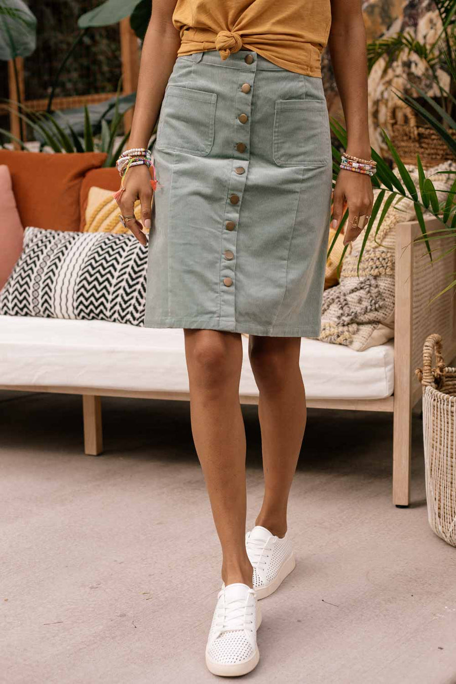 long button down skirt