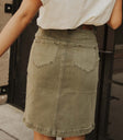 Ada Buttonfly Skirt in Olive Green - FINAL SALE