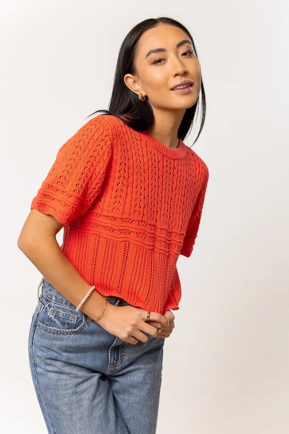 Image of Grace Knitted Sweater in Coral