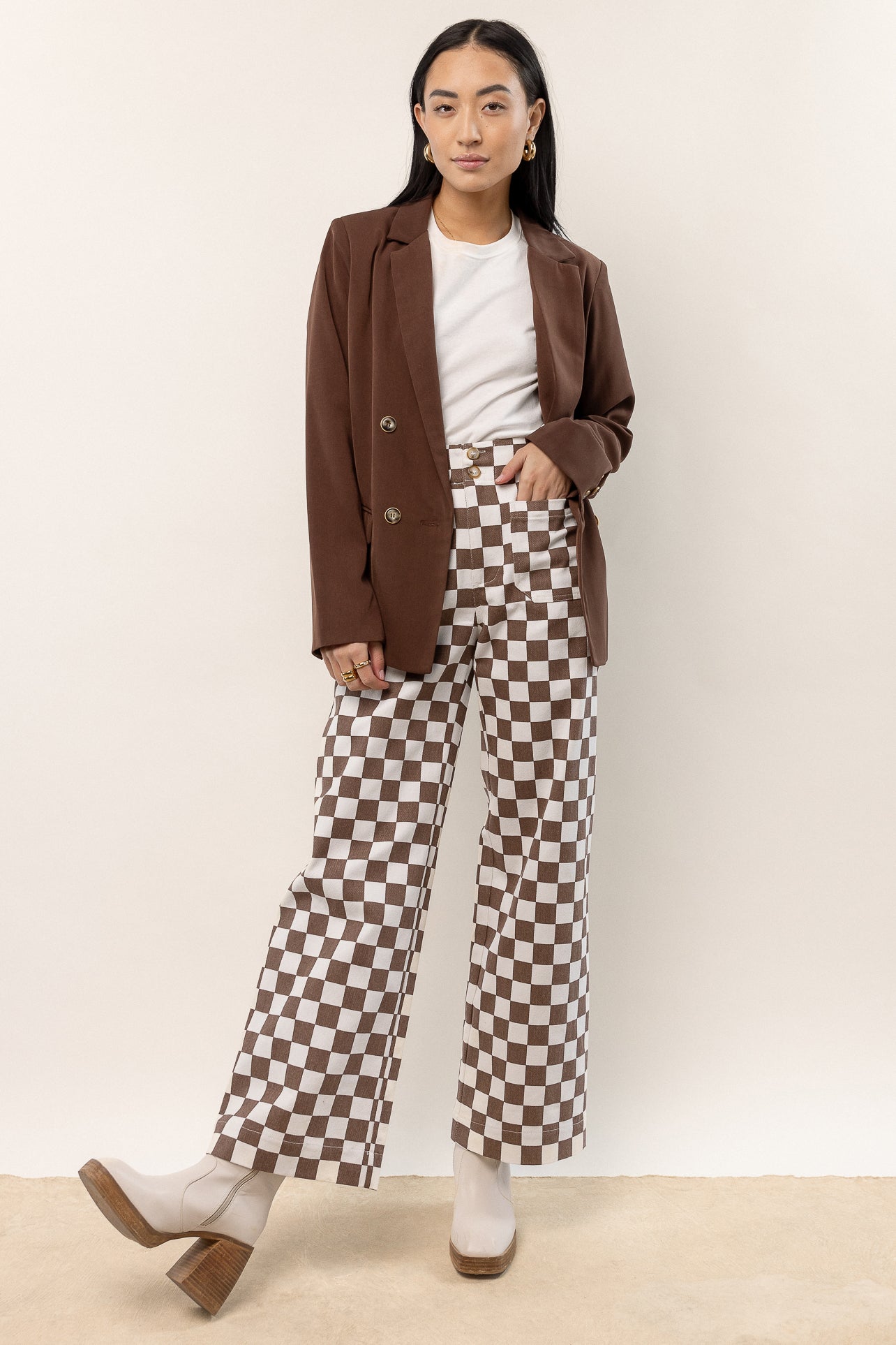 Chad Checkered Pants in Brown