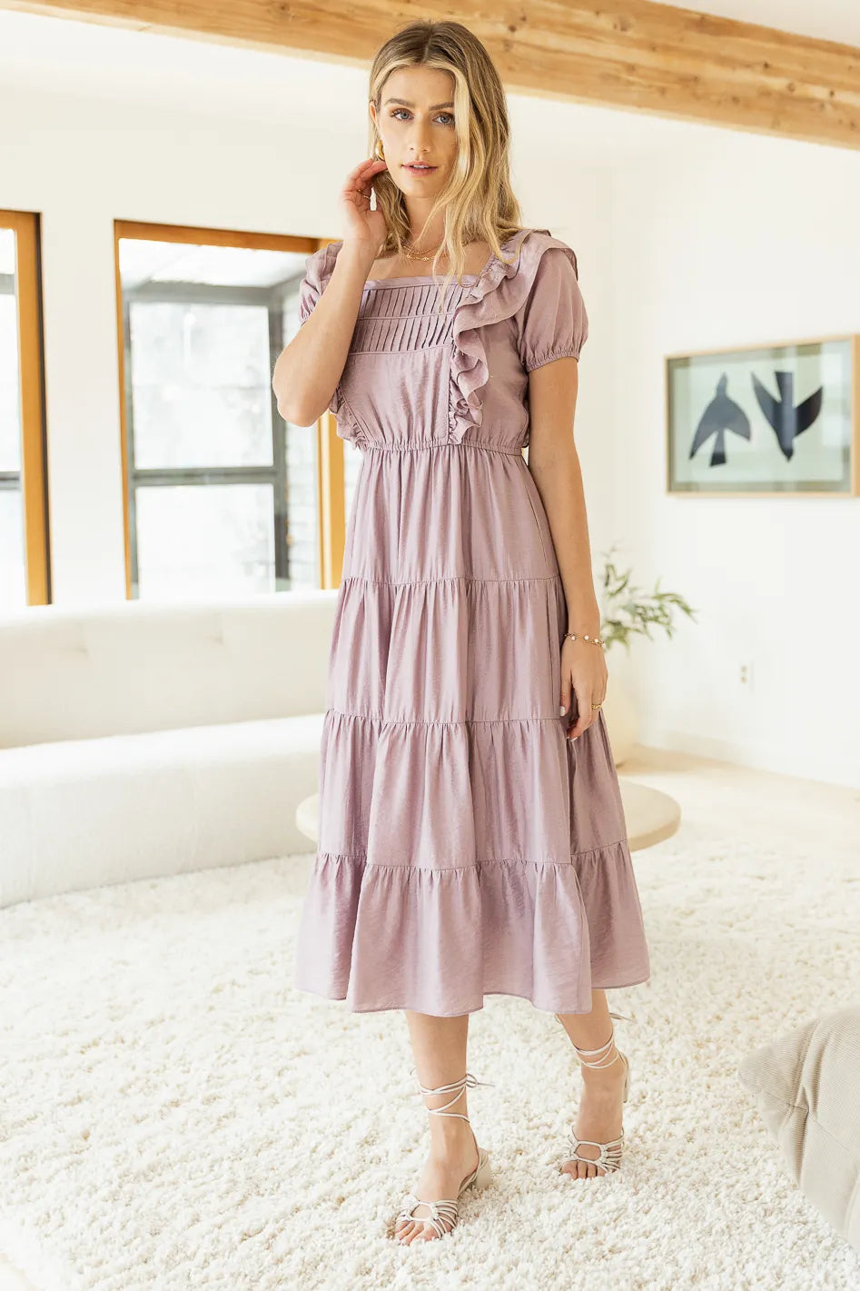 Laney Midi Dress in Lavender | böhme