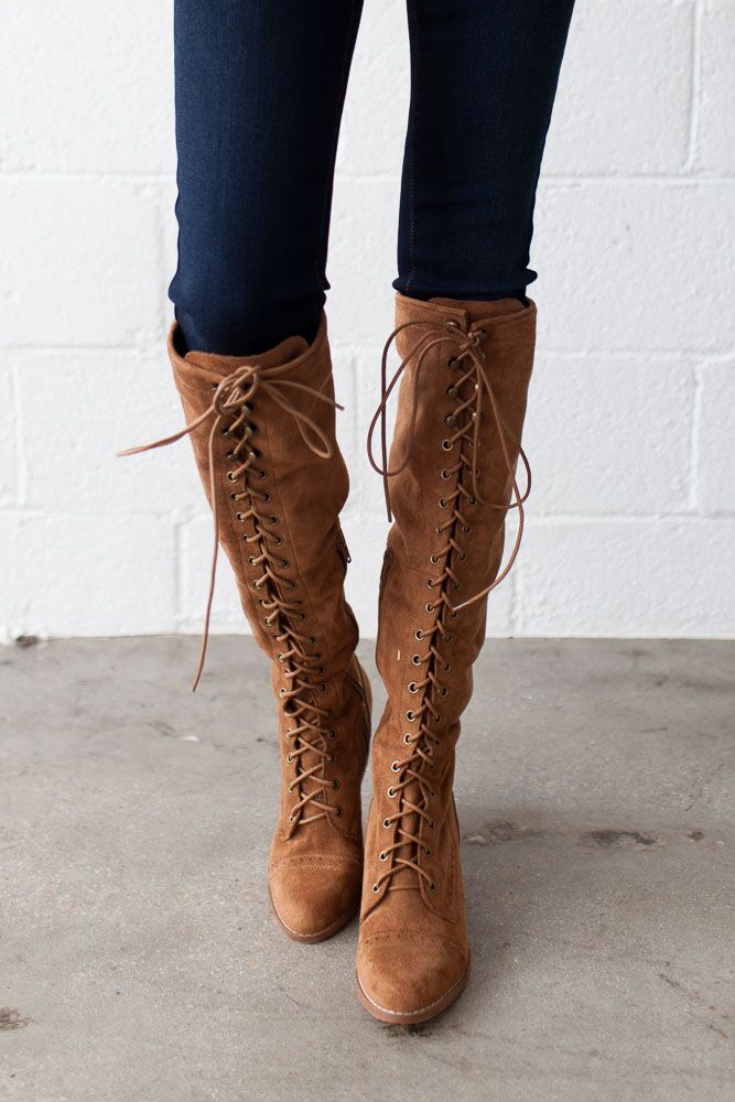 knee length lace up boots