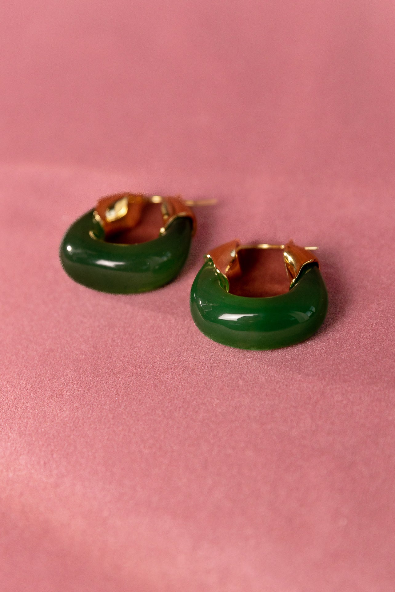 Image of Sophie Gold Hoop Earrings in Green