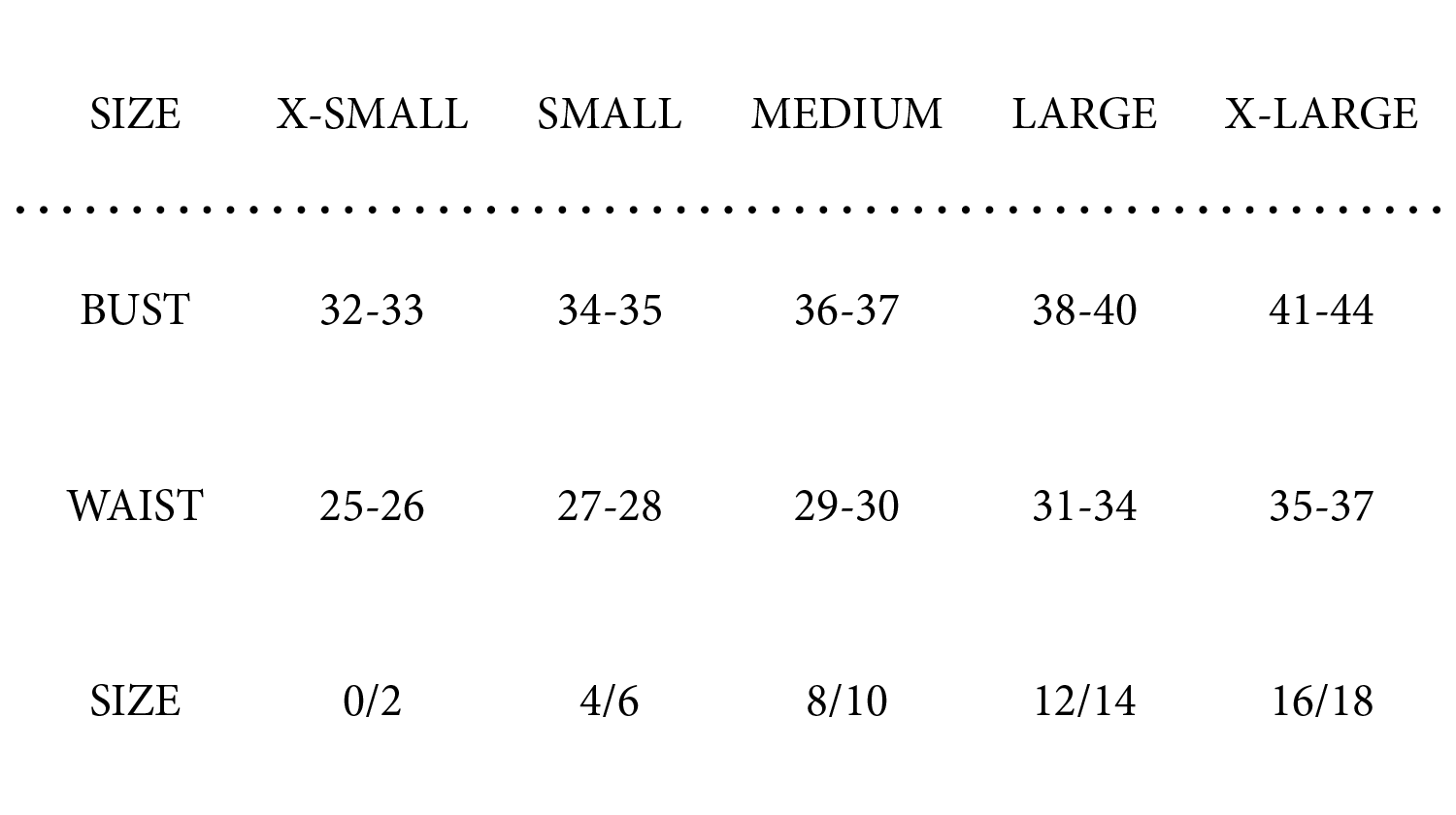 Angel Size Chart