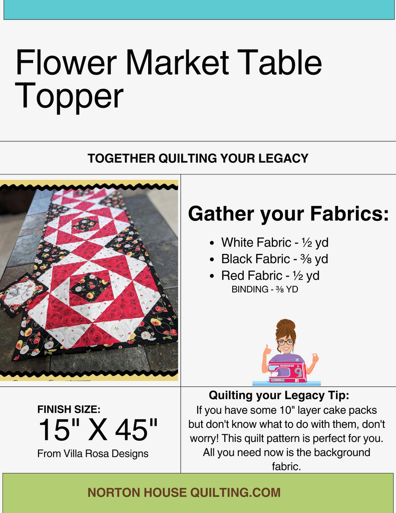 Flower Market Table Topper Quilt pattern Villa Rosa Designs