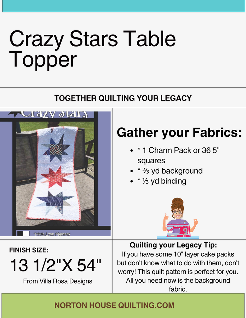 Crazy Stars Table Topper Quilt pattern Villa Rosa Designs