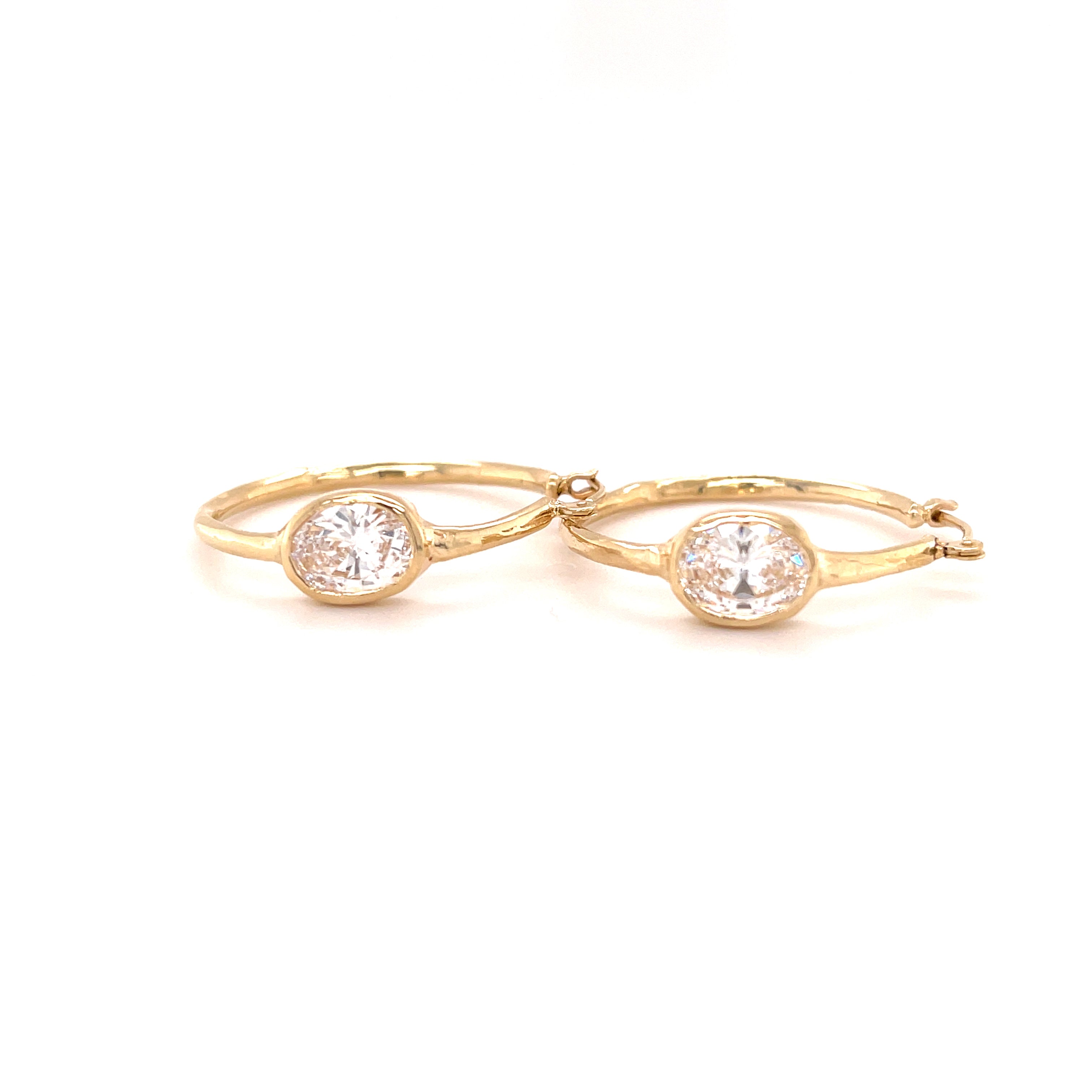 Gold & White Topaz Hoops