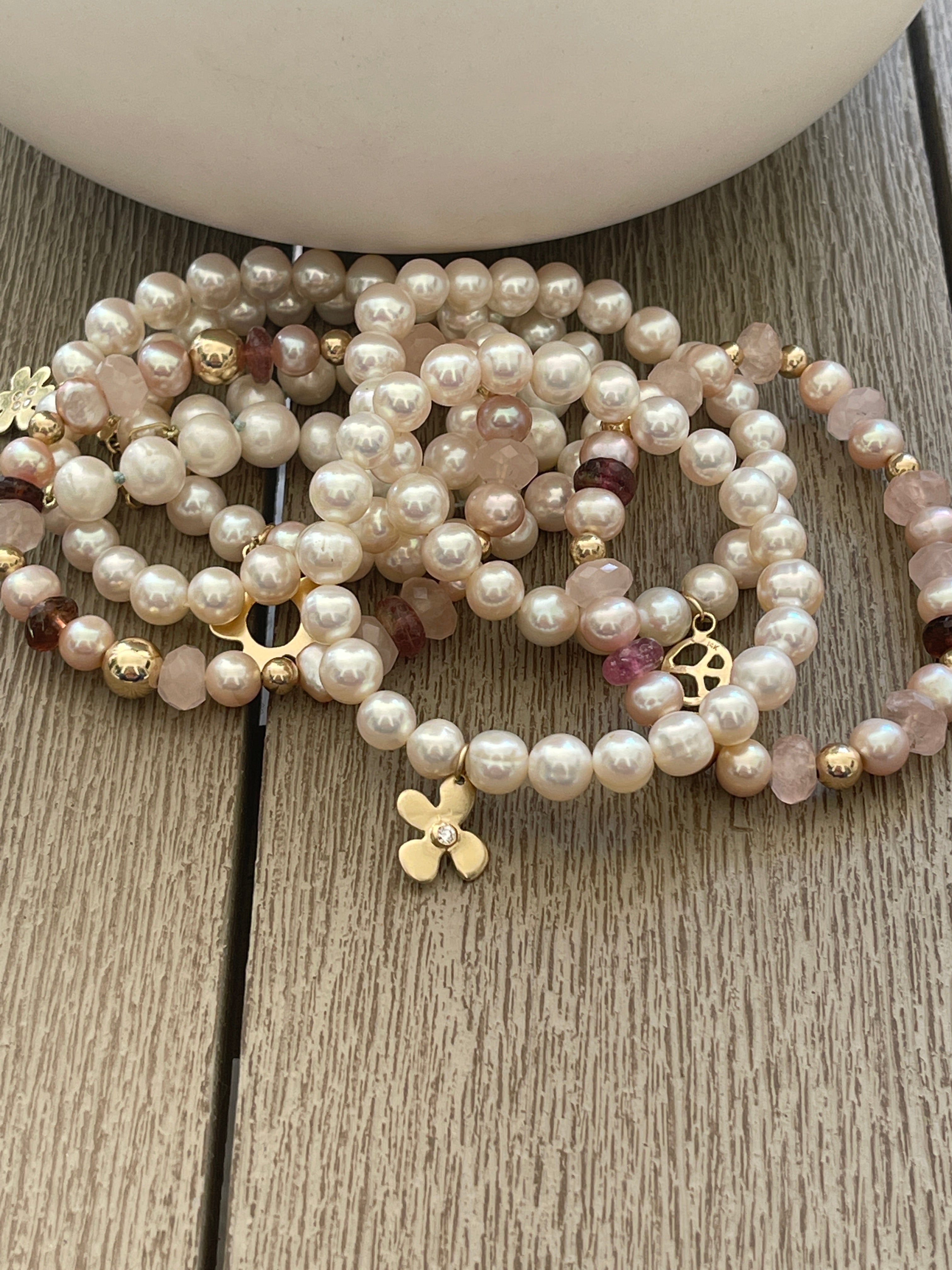 Pearl Bracelet with Baby Peace Charm