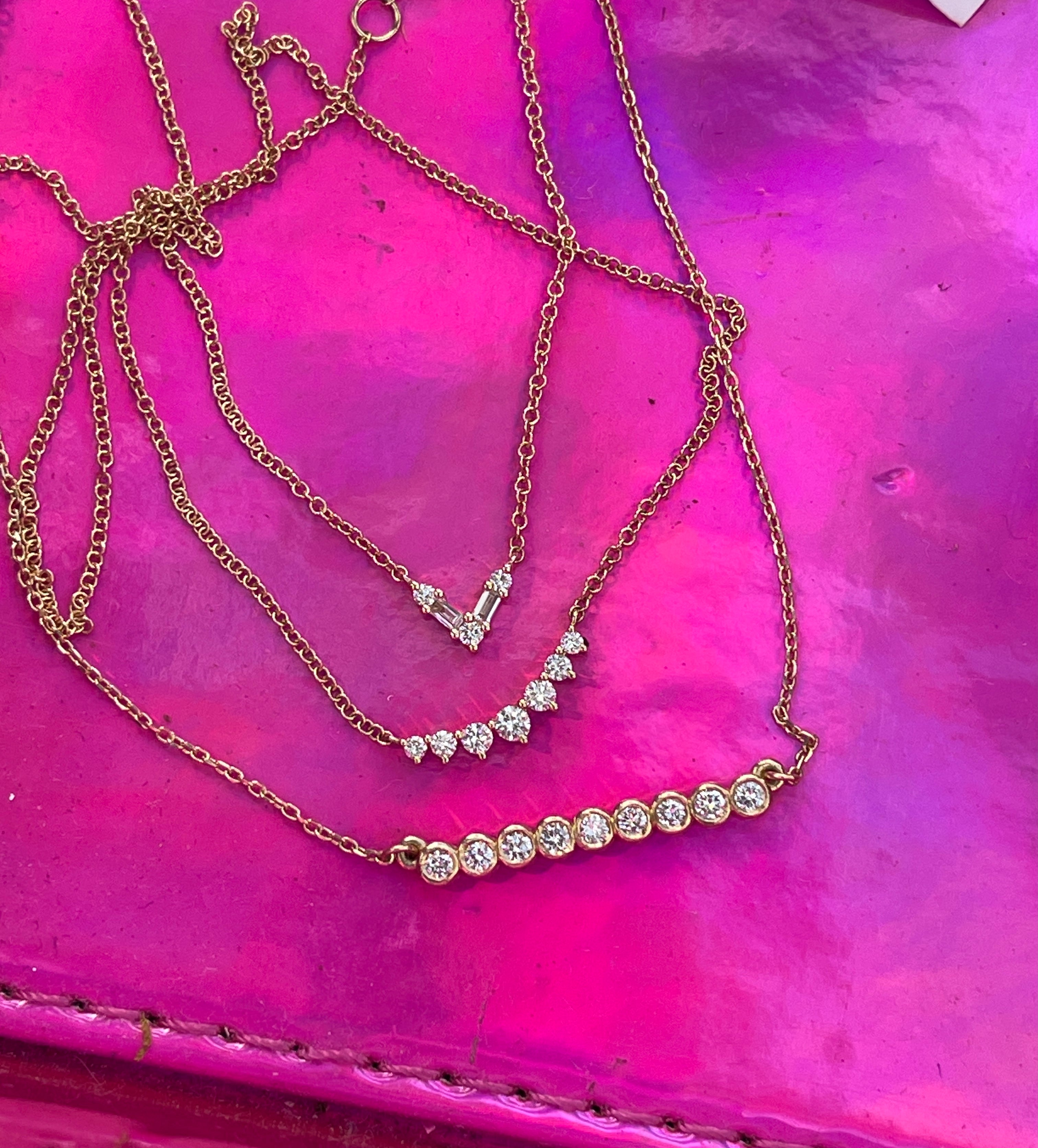 Diamond Baguette Mini Chevron Necklace