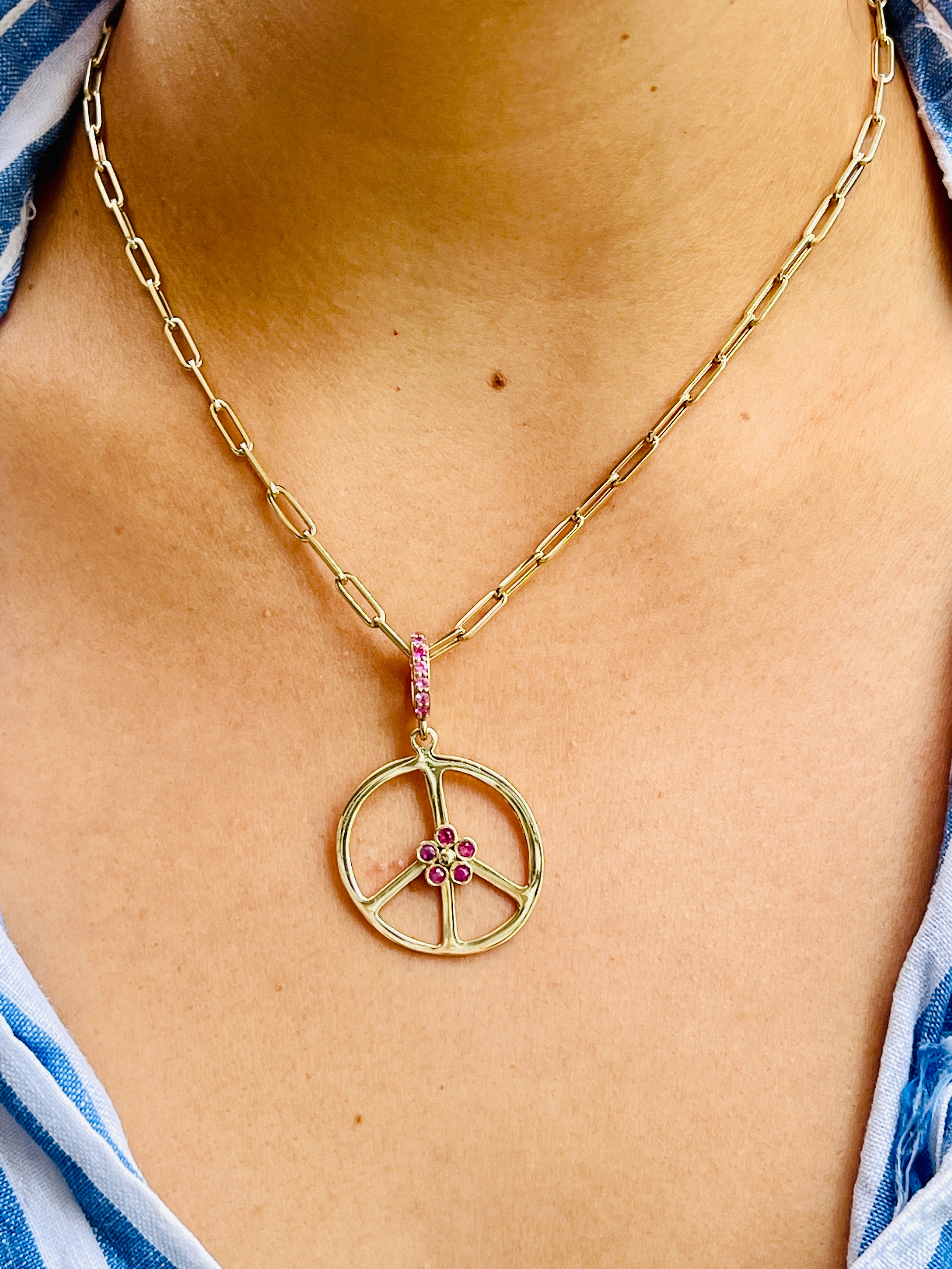 Pink Sapphire Peace Pendant & Removable Bale