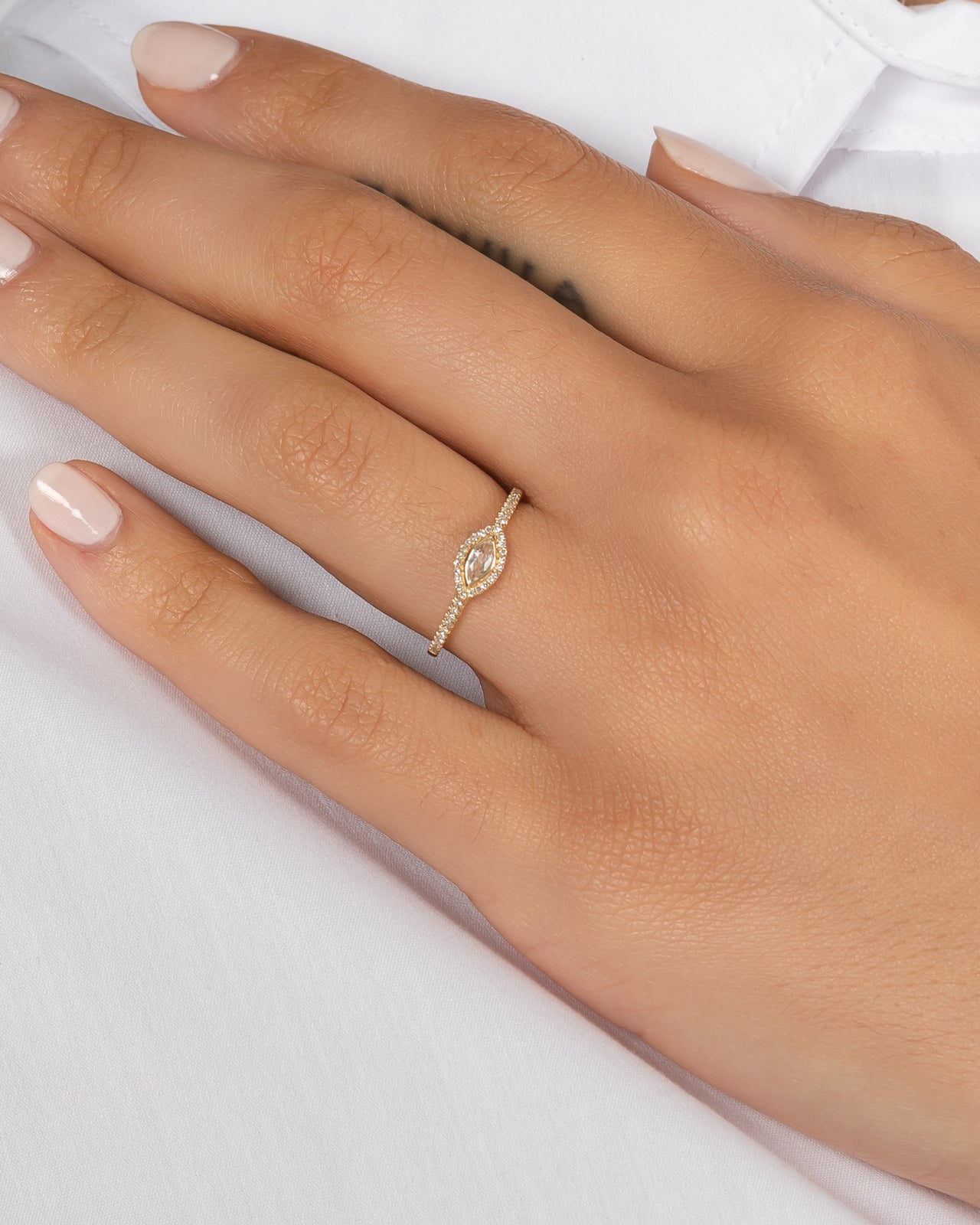 Marquise Diamond Ring/White Topaz