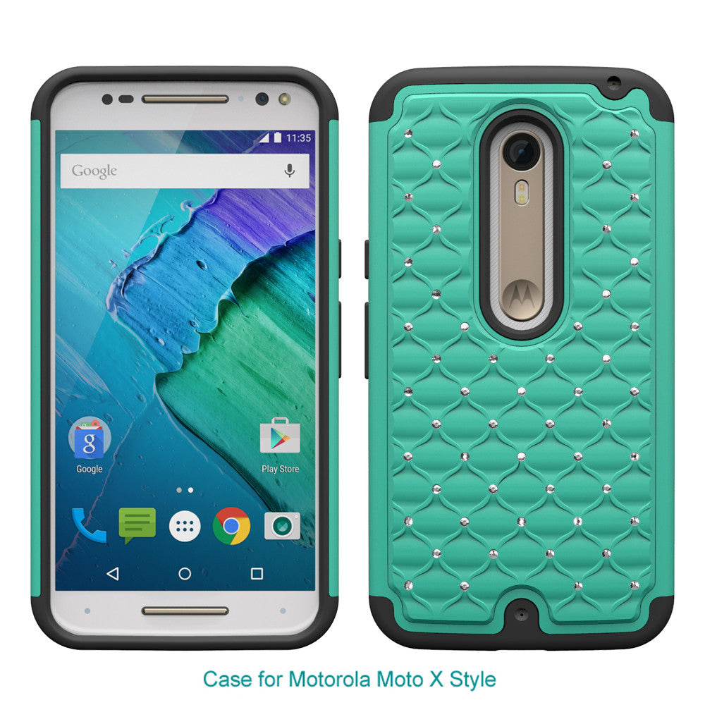 Bestuurbaar Voortdurende toren Motorola Moto X Style Rhinestone Case , Slim Hybrid Dual Layer[Shock R –  SPY Phone Cases and accessories