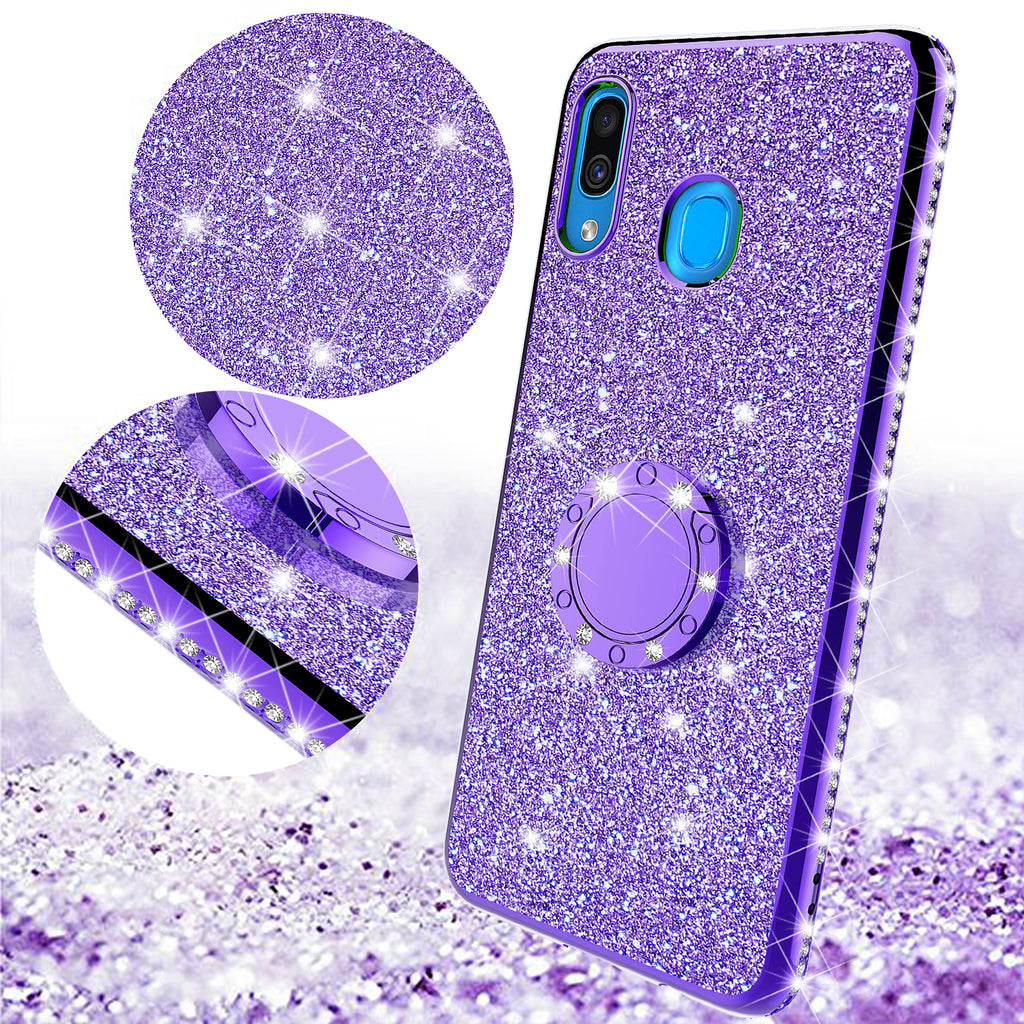Samsung Galaxy A20 Case, Glitter Cute Phone Case Girls with Kickstand ...