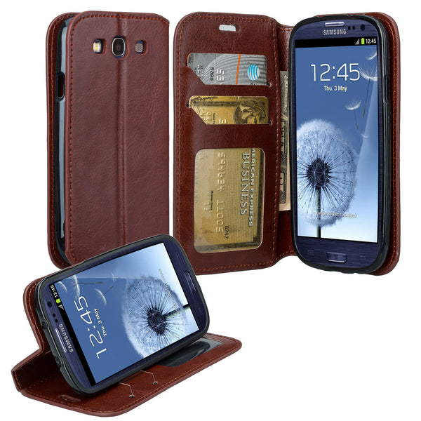 Samsung Galaxy S3 Case, Strap Magnetic Fold[Kickstand] Pu Leathe Phone Cases and accessories