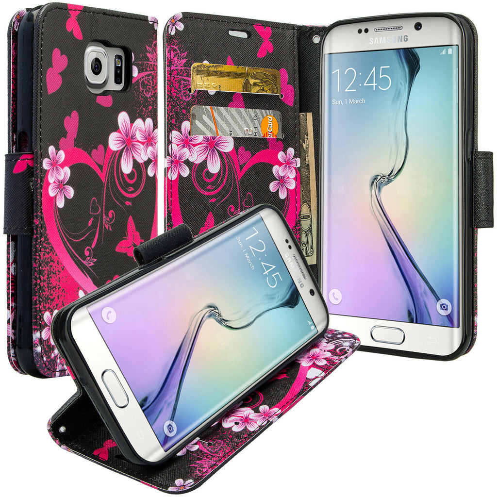 Samsung Galaxy S6 Edge Case, Wrist Strap Magnetic Flip Fold[Kicks – Phone accessories