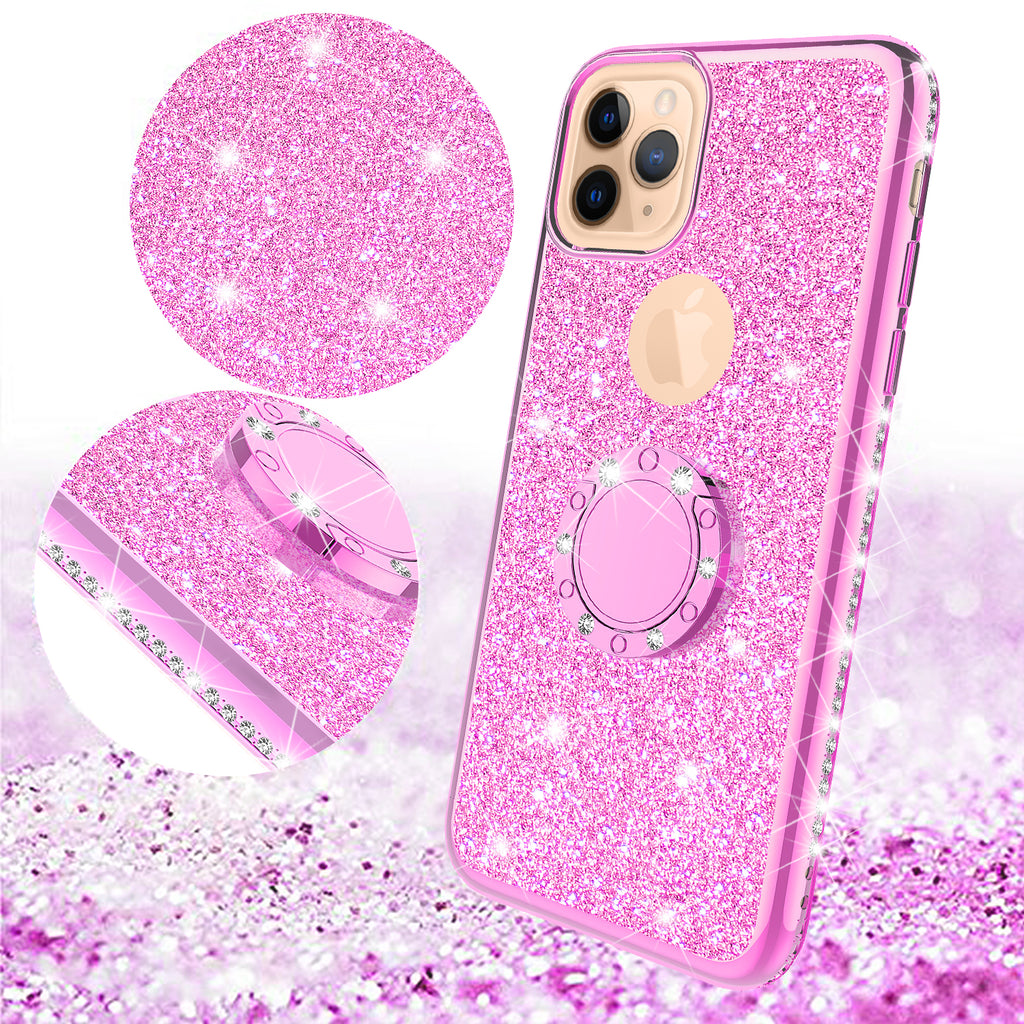 Glitter Cute Phone Case Girls Kickstand Compatible For Apple Iphone 11 Spy Phone Cases And Accessories