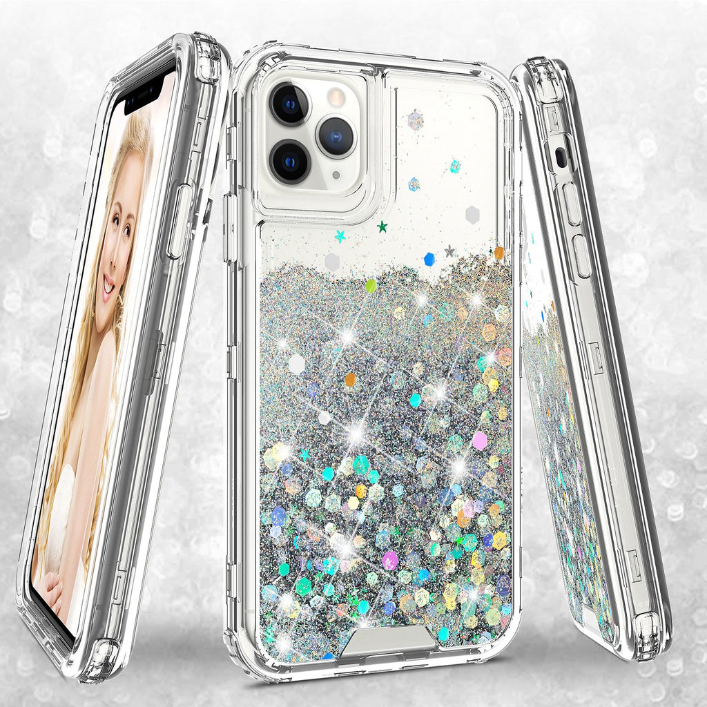 Apple Iphone 11 Pro Max Case Hard Clear Glitter Sparkle Flowing Liquid Spy Phone Cases And Accessories
