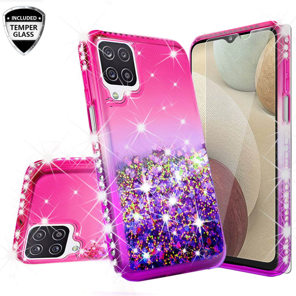 Samsung Galaxy A12 Case Liquid Glitter Phone Case Waterfall Floating Q