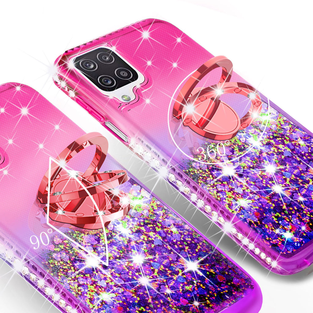 Samsung Galaxy A12 Case Ring Stand Liquid Floating Quicksand Bling Sp Spy Phone Cases And 