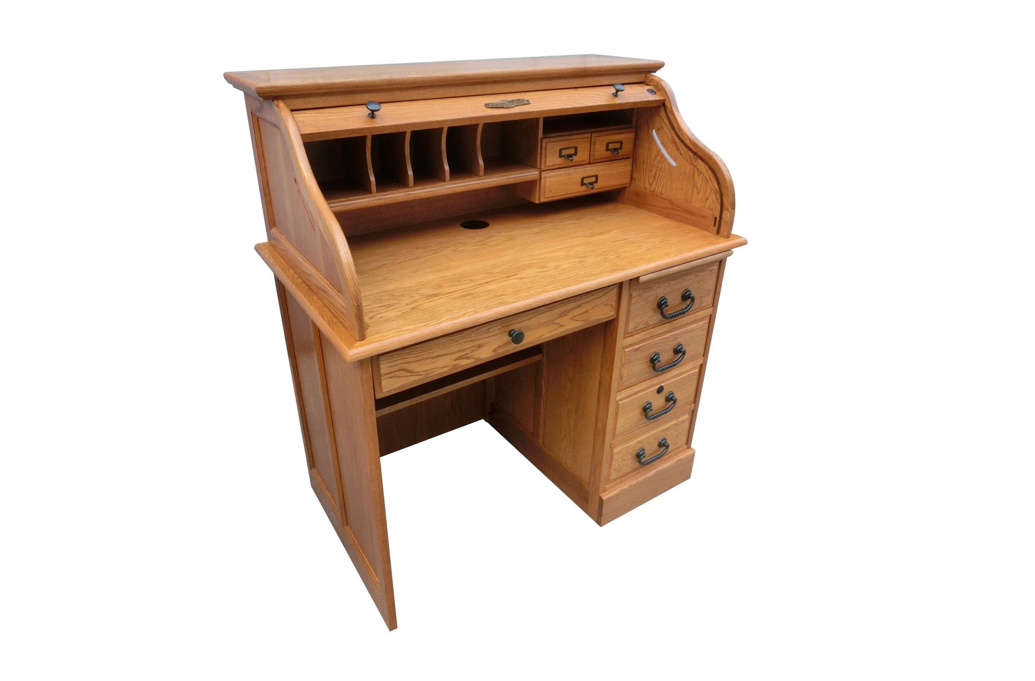 Single Pedestal Oak Roll Top Desk The Office Furniture Depot