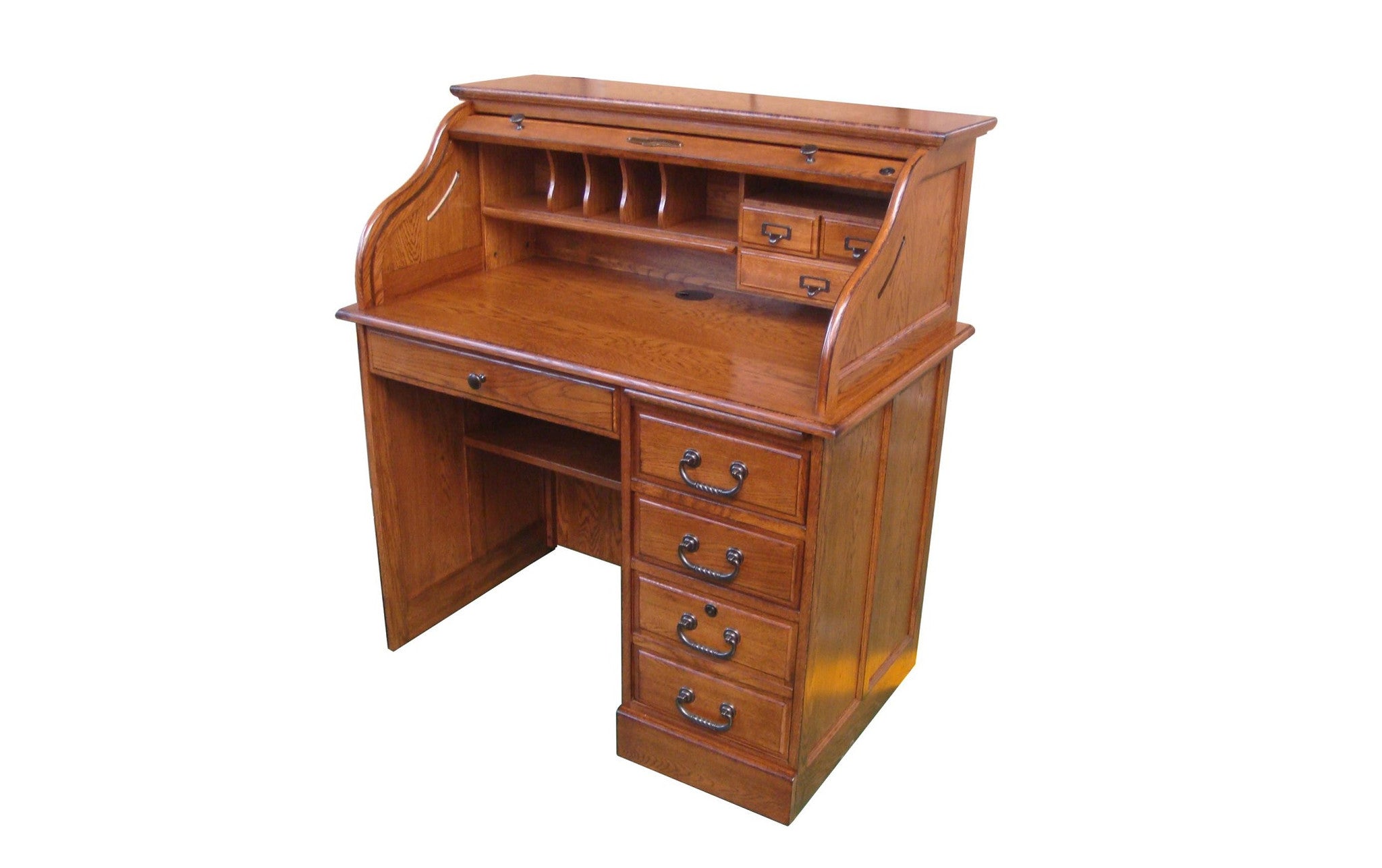 Walnut Single Pedestal Roll Top Desk The Office Furniture Depot