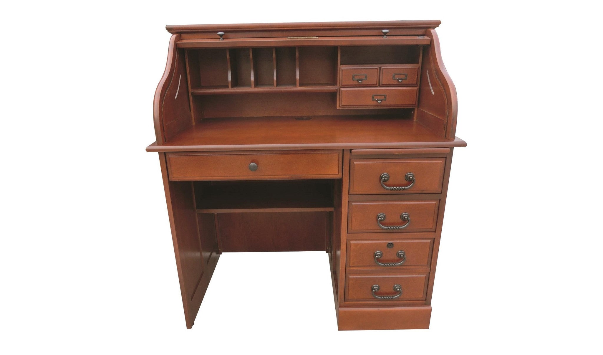 Cherry Single Pedestal Roll Top Desk The Office Furniture Depot