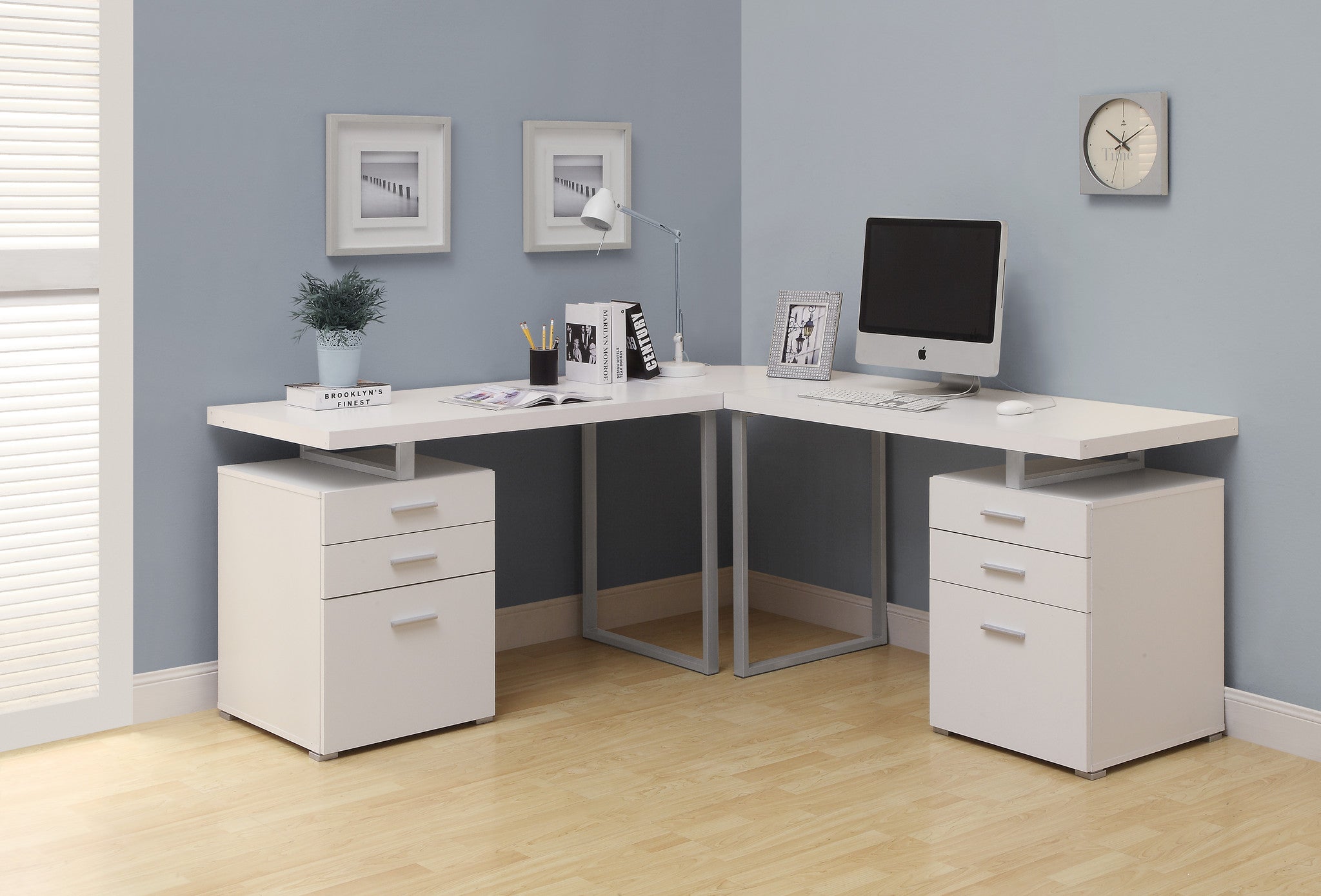 White L Shaped Corner Computer Desk The Office Furniture Depot