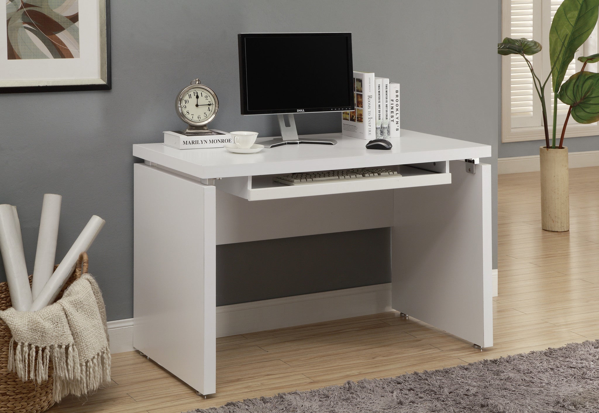 48 L White Computer Desk Pull Out Space The Office Furniture Depot