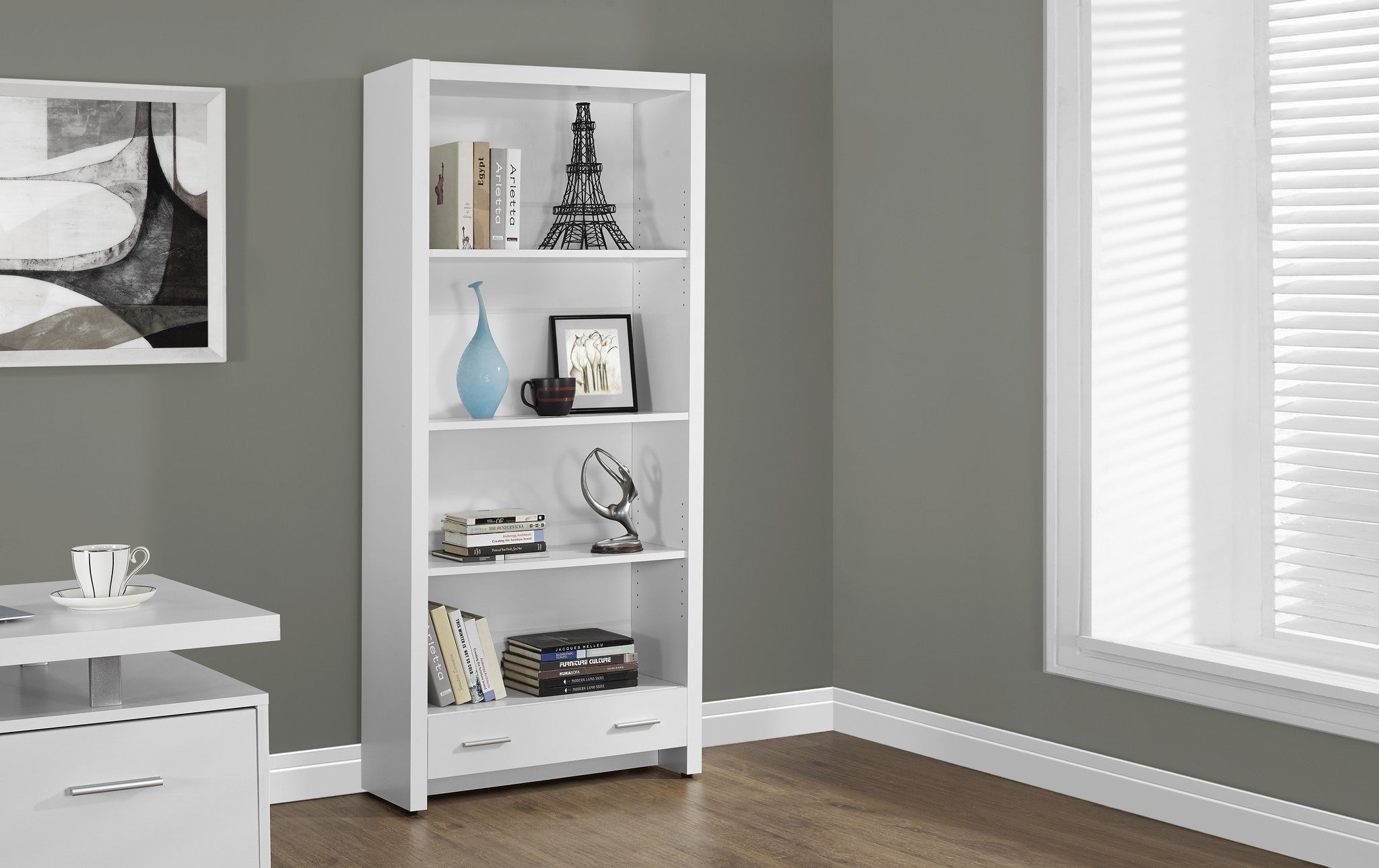 Unique White Bookcase With Drawers 