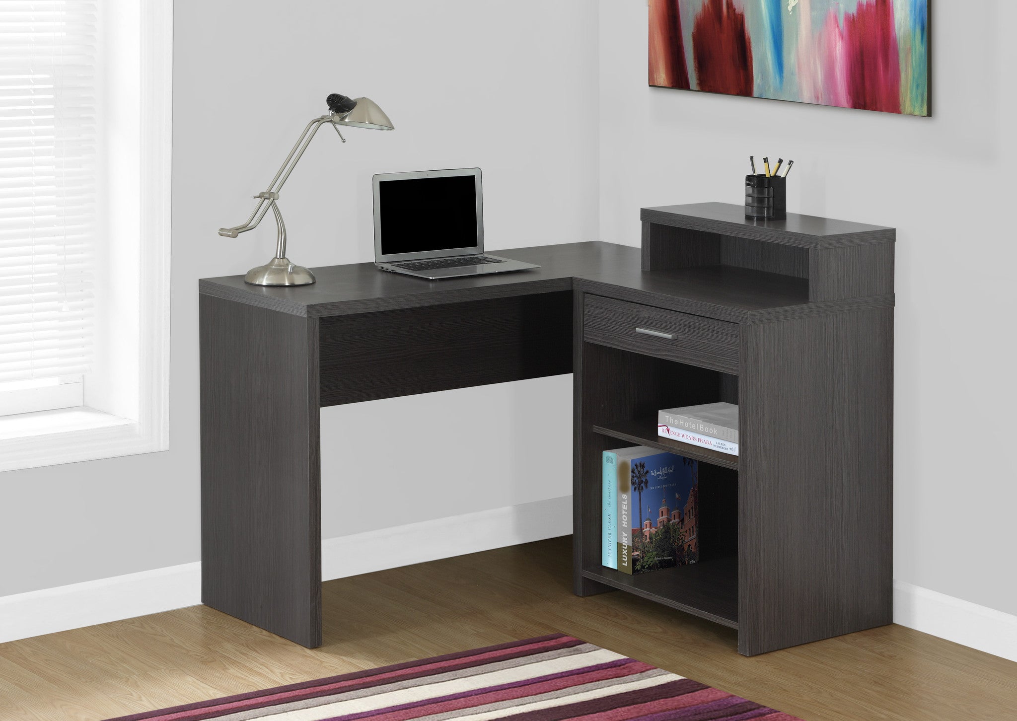 Corner Grey Computer Desk With Storage The Office Furniture Depot