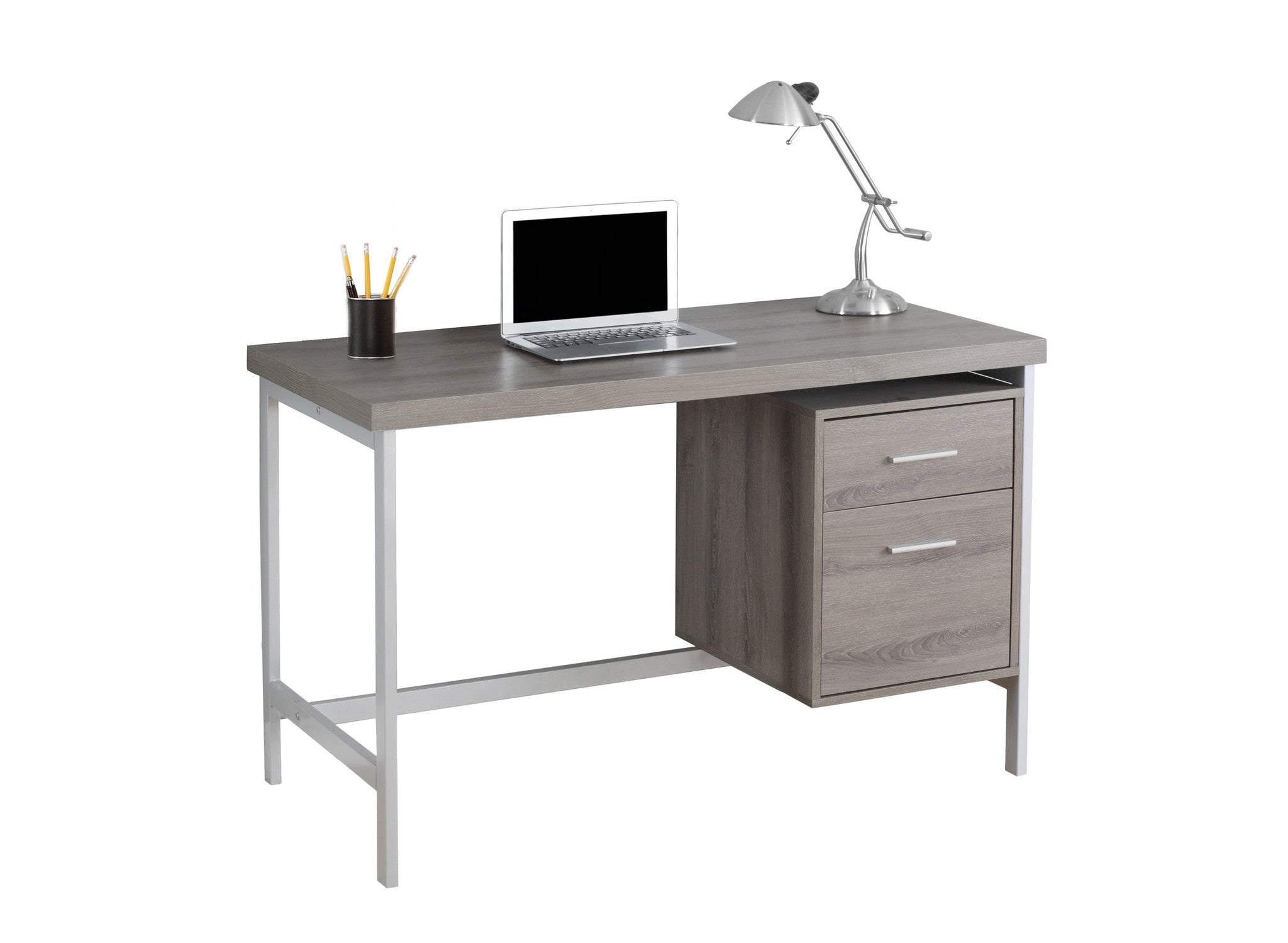 48 L Computer Desk Silver Metal Legs Drawers The Office
