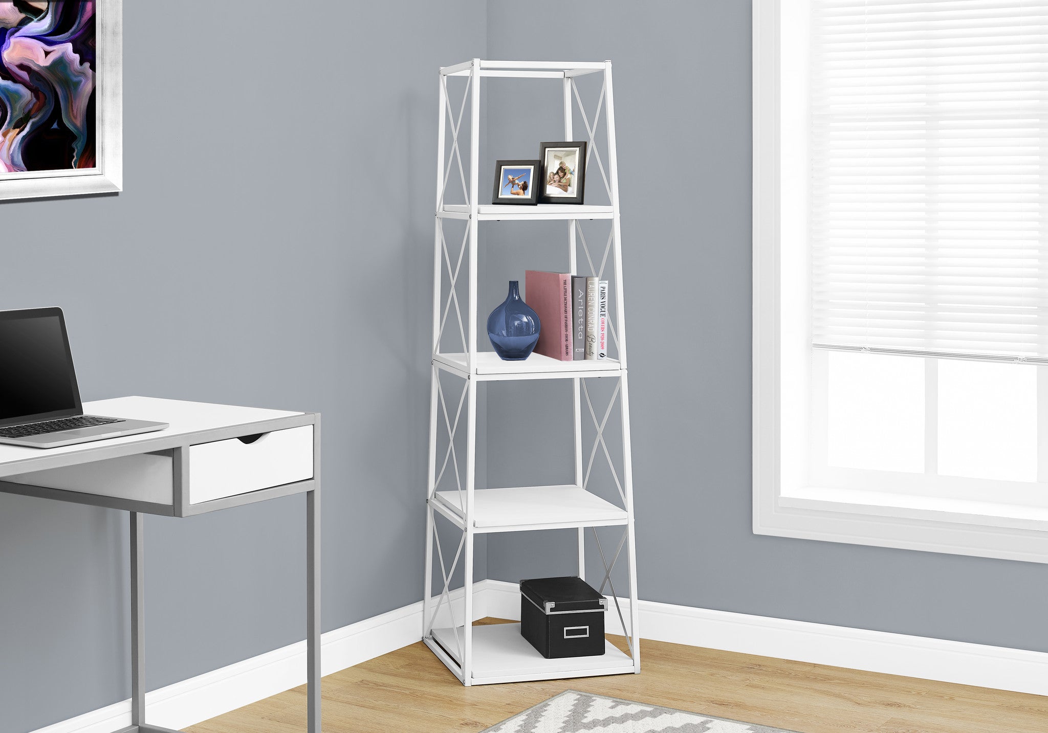 60 H White And White Metal Bookcase The Office Furniture Depot