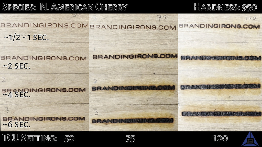 Branded test marks on North American Cherry