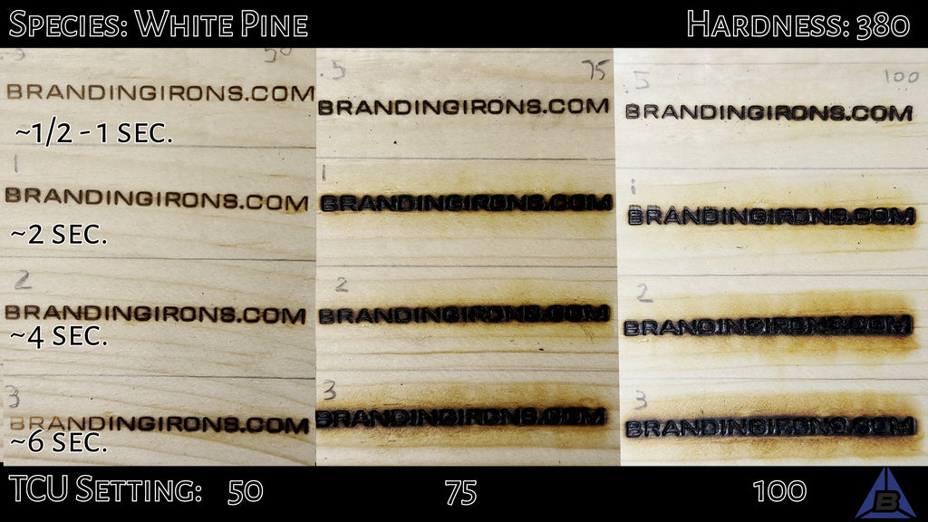 Branded test marks on White Pine