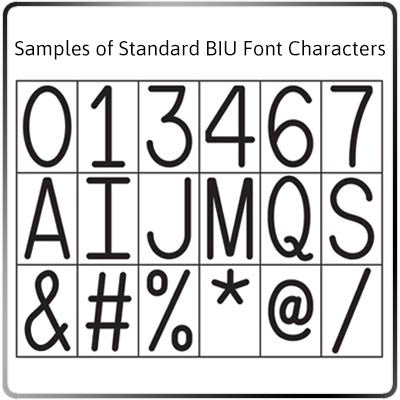 Sample of Standard BIU Font Characters
