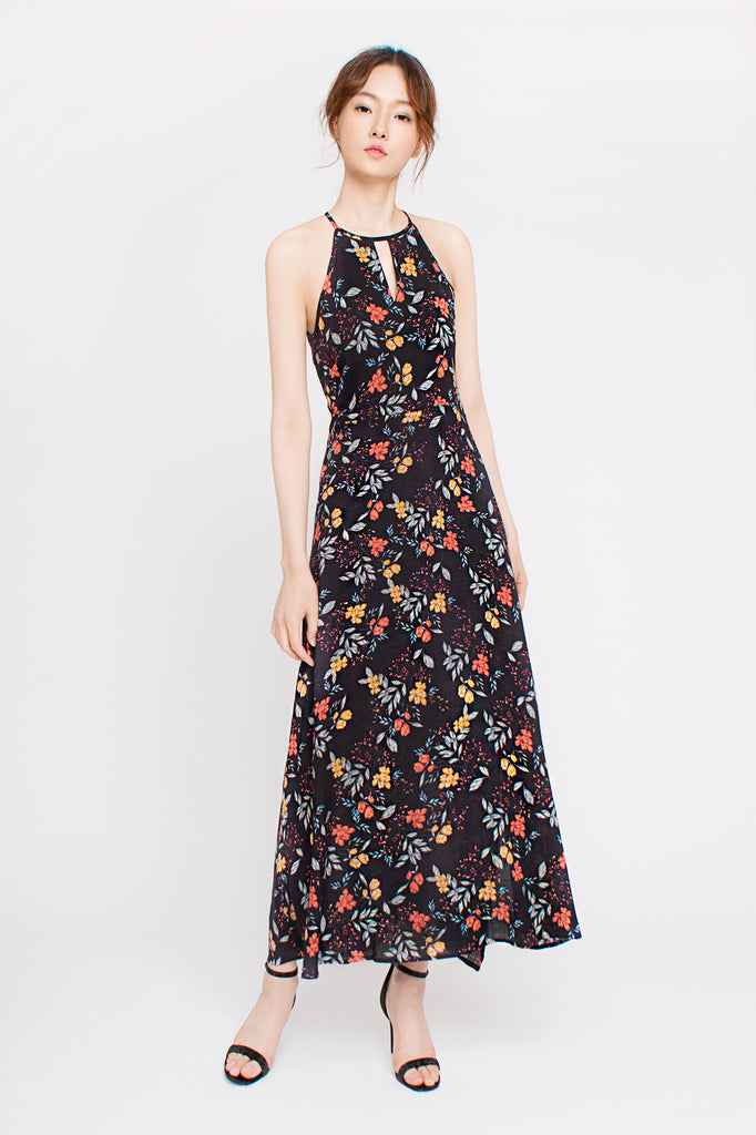 halter maxi dress floral