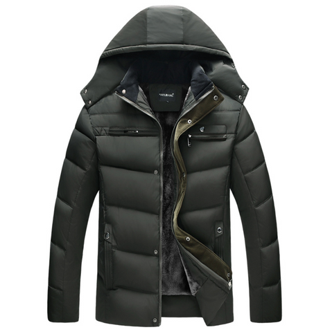 Mens Winter Zipper Coat with Detachable Hood – Onetify