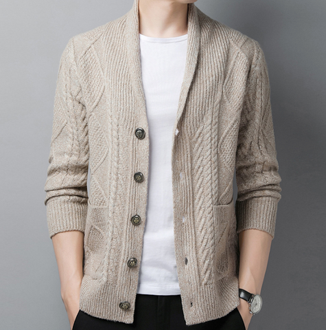 Mens Cable Knit Shawl Collar Cardigan – Onetify