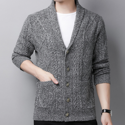 Mens Cable Knit Shawl Collar Cardigan – Onetify
