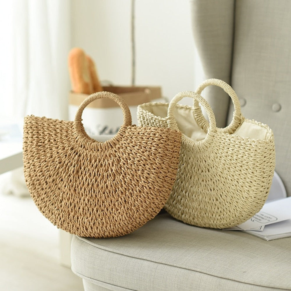 Summer Top Handle Semi Circle Straw Bag – Onetify
