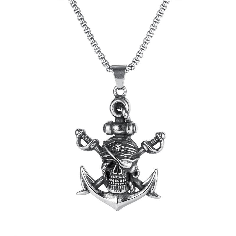 Pirate Anchor With Double Swords Necklace