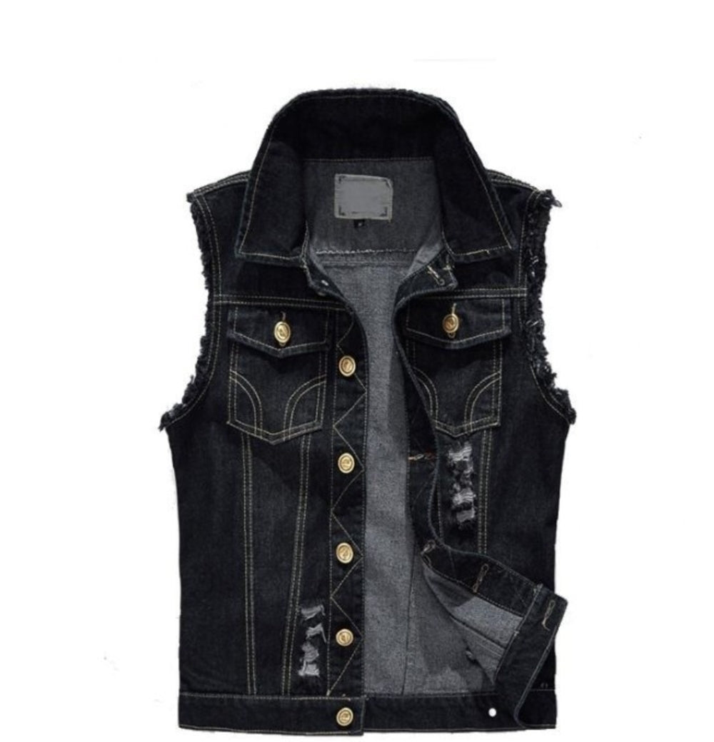 Mens Street Style Black Jean Vest – Onetify